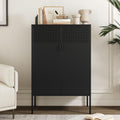 Chshin Metal Storage Cabinet,Kitchen Pantry Storage Cabinets with Doors,Buffet Cabinet with 2 Adjustable Shelves,Black Pantry Cabinets,Steel Sideboard for Home,Shoes,Office,Dining Room