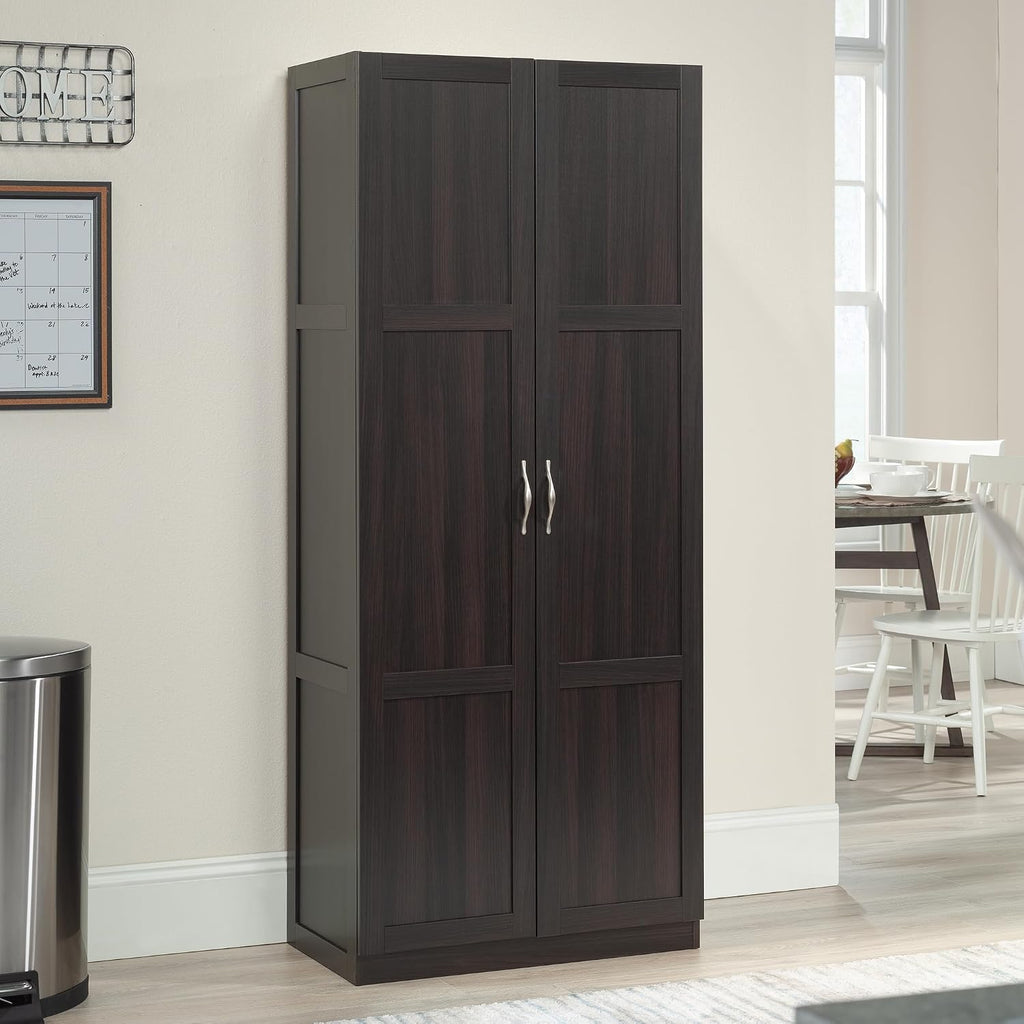 Sauder Storage Cabinet/ Pantry cabinets, 29.61 ' x D: 16.02 ' x H: 71.50', Cinnamon Cherry finish