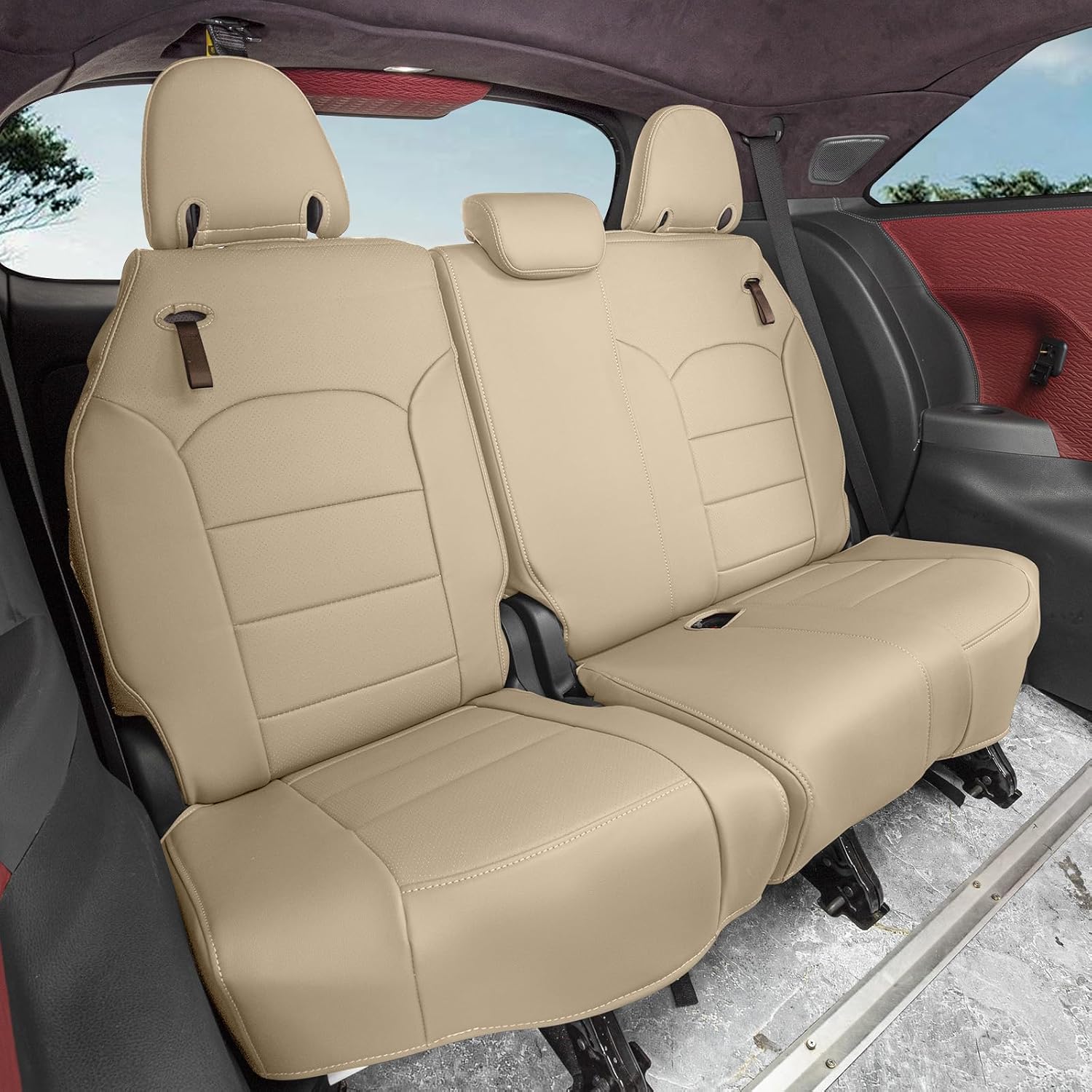 coverdream Custom Seat Covers for 2021-2026 Toyota Sienna Limited,Platinum,7-Seater,2nd Row Captain Seats w/Leg Rest,Full Set Waterproof Faux Leather Car Seat Protector (Beige)