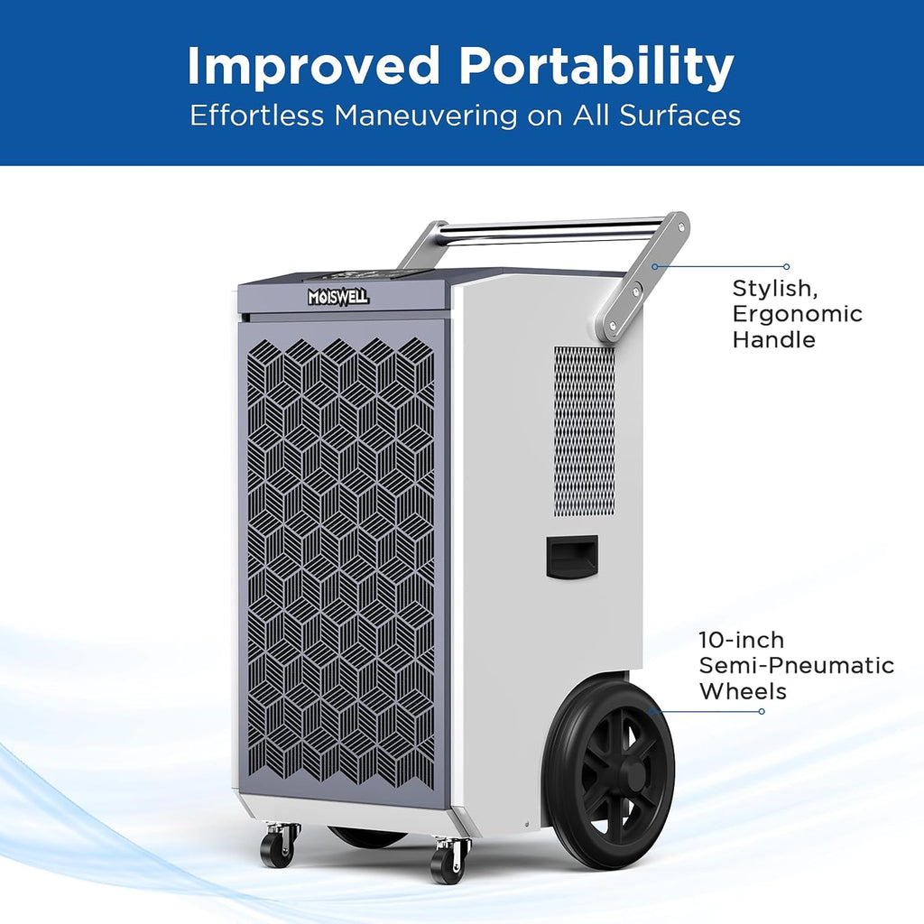 260 Pints Commercial Dehumidifier with Pump and Drain Hose for Basements, Heavy Duty Commercial Grade Dehumidifiers for Large Spaces, Warehouse, Industry Water Damage Unit, Auto Defrost