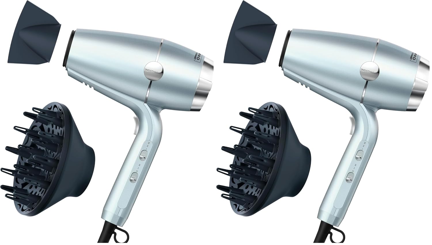 Infiniti PRO CONAIR SmoothWrap Hair Dryer,Blow Dryer with Diffuser and Concentrator Attachments,Advanced Plasma and Ceramic Technology for Less Frizz,More Volume-and Body,Mint,(Pack of 2)