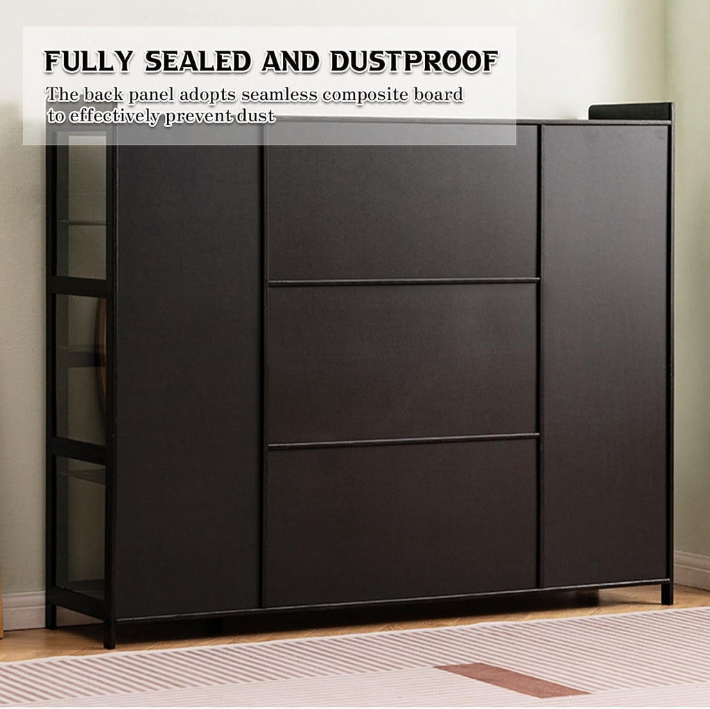 Display Cabinet, Curio Cabinet with Acrylic Doors, Figures and Curio Collection Display Case, Floor Standing Clear Showcase for Living Room Bedroom Black (Three Styles) 70×33×111cm