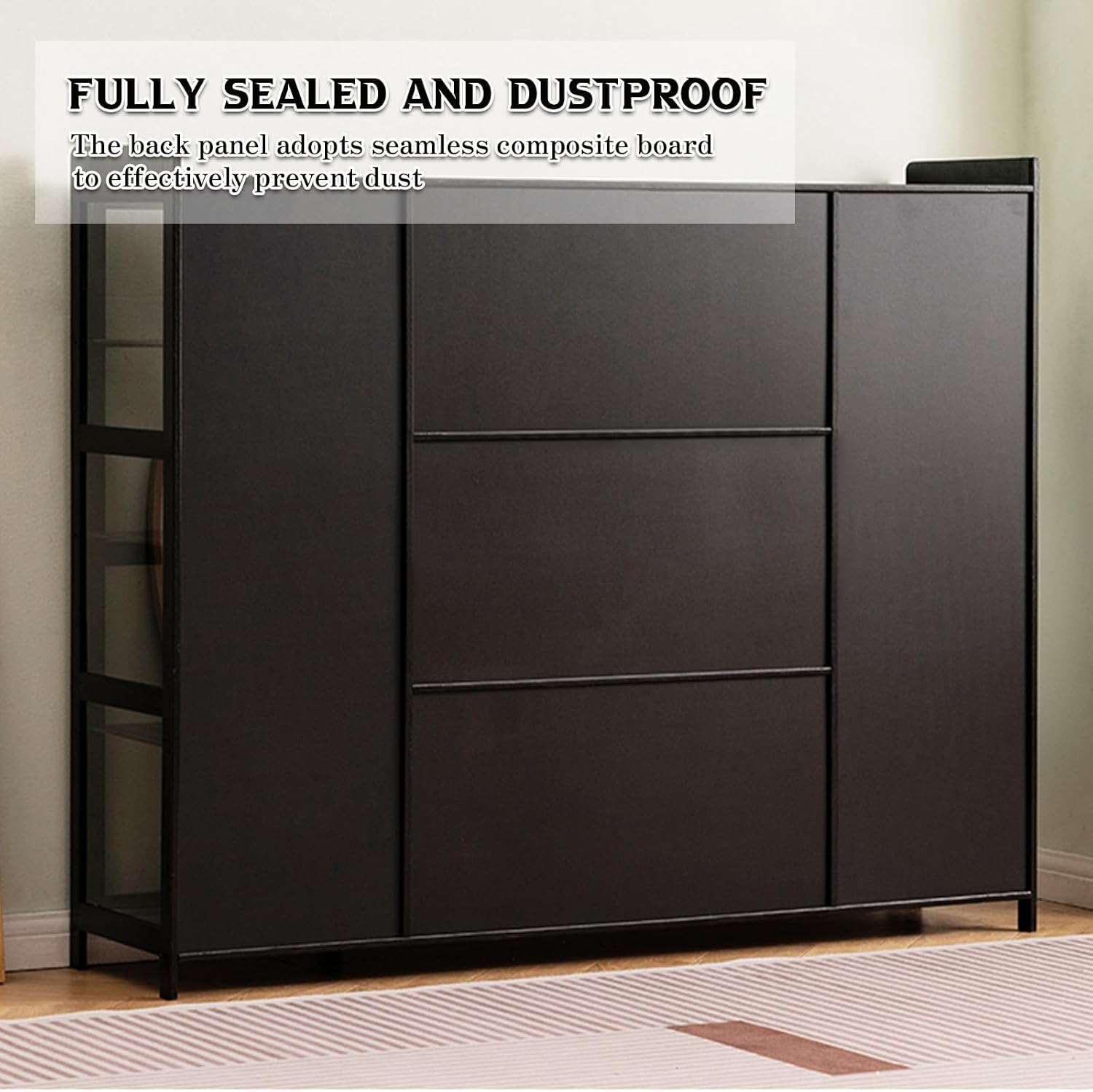 Display Cabinet, Curio Cabinet with Acrylic Doors, Figures and Curio Collection Display Case, Floor Standing Clear Showcase for Living Room Bedroom Black (Three Styles) 70×33×111cm