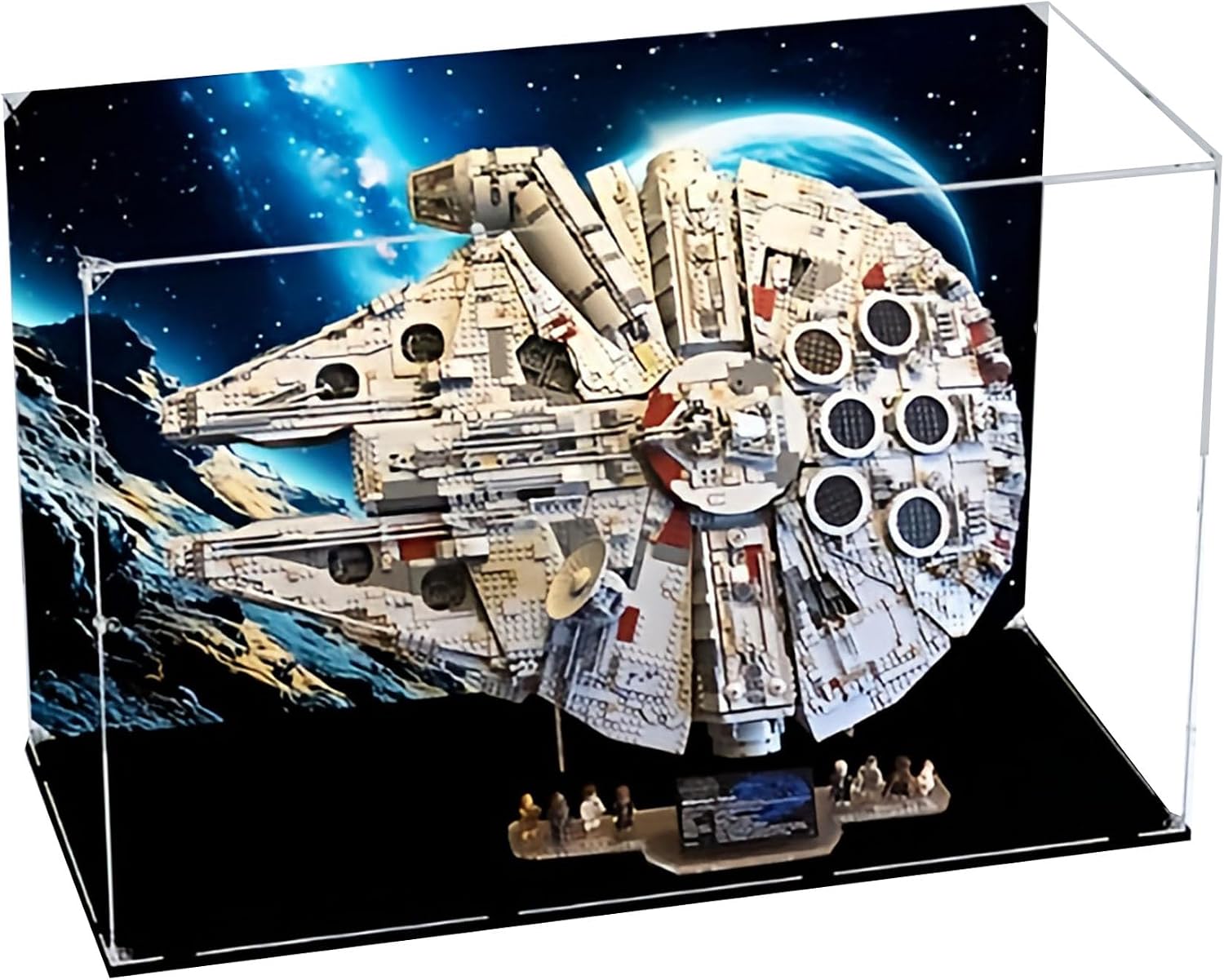 Acrylic Display Case for Lego 75192 Millennium Falcon, Dustproof Box, Storage Box, Transparent Box, Display Box Compatible with 75192 (Box Only) (3mm Painted Background)