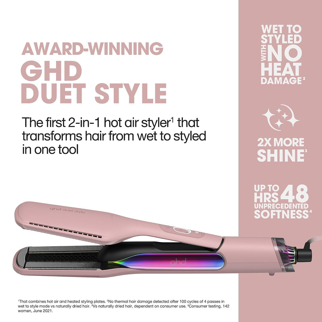 ghd Duet Style - 2-in-1 Flat Iron Hair Straightener + Hair Dryer in One Tool | Transform Hair from Wet to Styled with No Heat Damage | Blow Dry with No Fizz | 2X More Shine