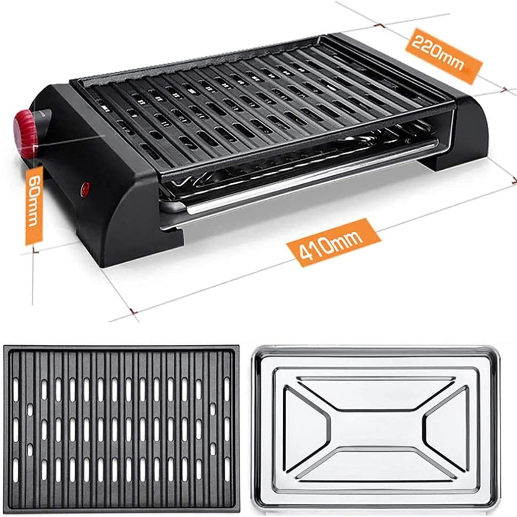 Smokeless Electric Grill Indoor BBQ Filled Drip Tray Reduced Odour Smoke,Household Nonstick Electric Griddle