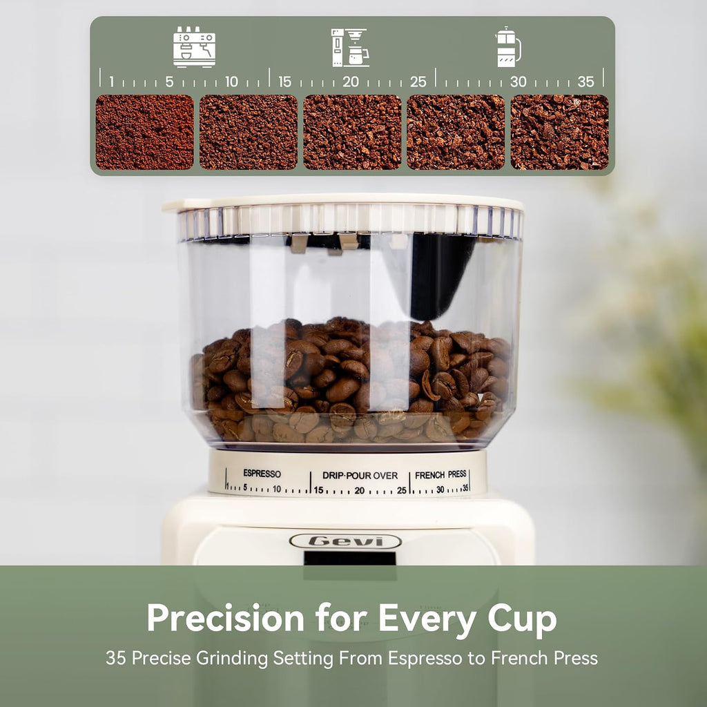 Gevi 20 Bar Espresso Coffee Machine with Burr Grinder Set | 35 Precise Grind Settings | Milk Frother for Latte Cappuccino | Professional Home Barista Kit | Gift for Coffee Lovers