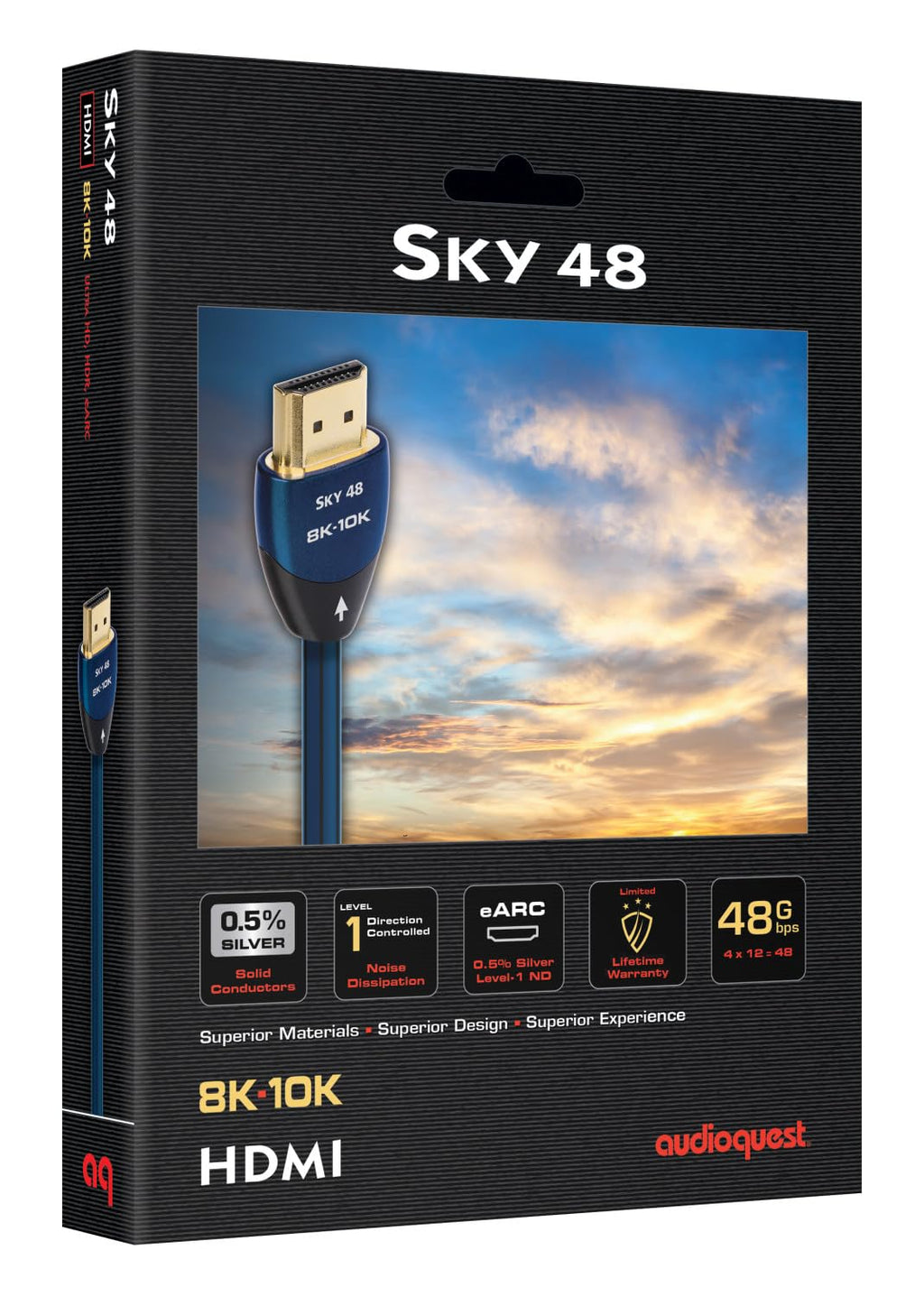 AudioQuest Sky 48 2.1 HDMI Cable - 8K/10K Ultra HD, Gaming, High-Speed, 48Gbps, HDR, eARC - 3m