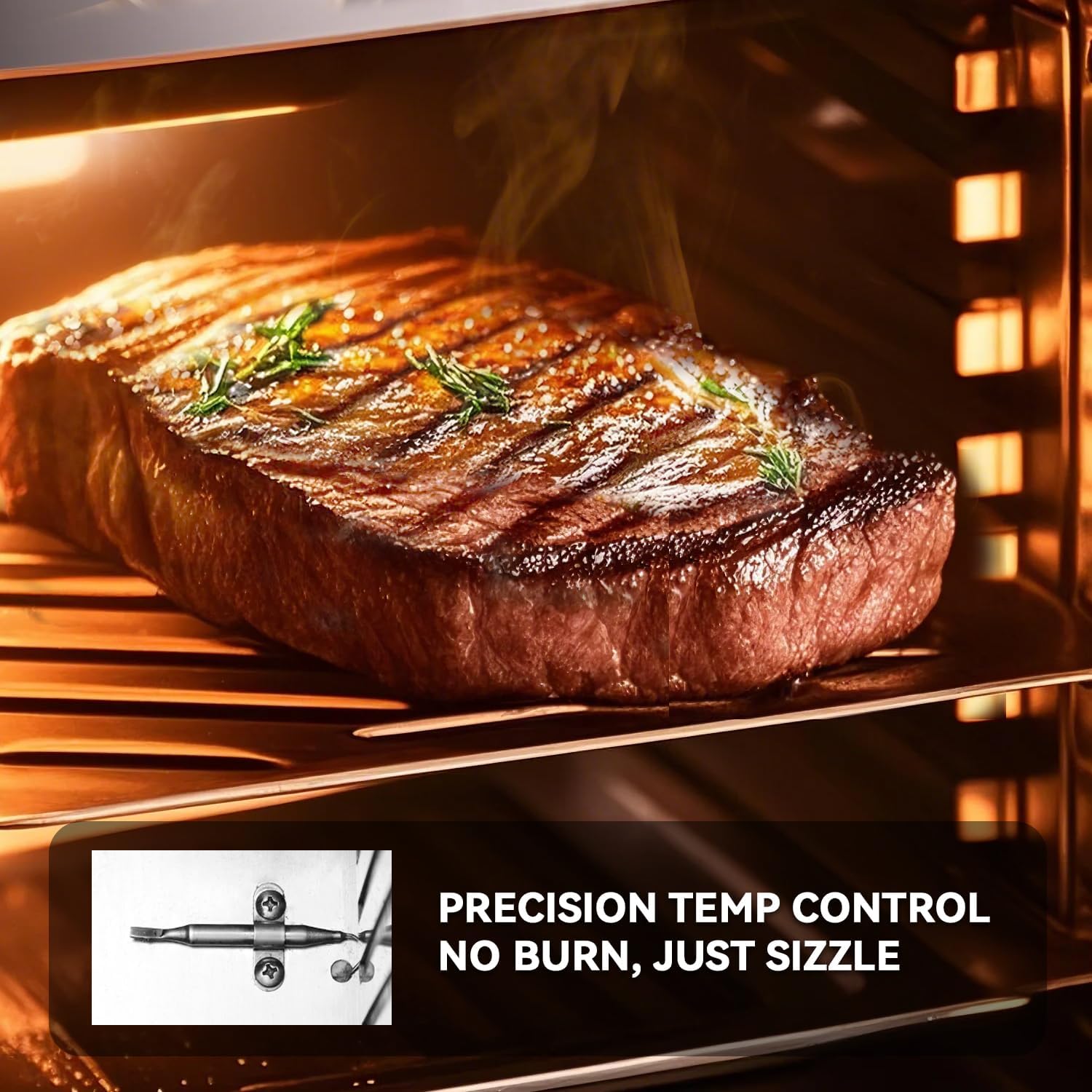 NEWTRY 1700W Electric Steak Broiler Indoor Steak Grill Automatic Steak Smoker Broiler Gas-Free Time Temperature Adjustable for Beef Chicken Vegetables 110V US
