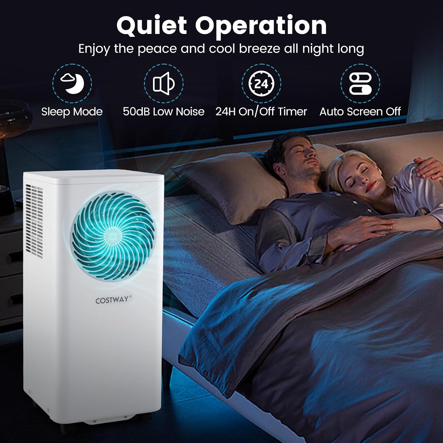 COSTWAY 10000 BTU Portable Air Conditioner, with Fan & Dehumidifier, 24H Timer, Sleep Mode, Remote Control, Drain Hose & Window Installation Kit, Cools up to 450 Sq. Ft (10000 BTU)