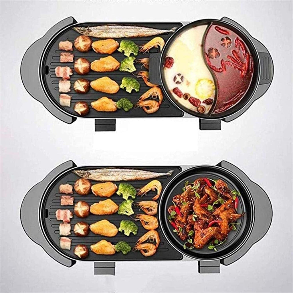 Indoor Korean Barbecue Grill Electric Teppanyaki Grill Table Hot BBQ Plate for Kitchen Dinner Party Camping Festival Cooking -Baking Pan Smokeless Barbecue 1500W,Portable Nonstick Griddle