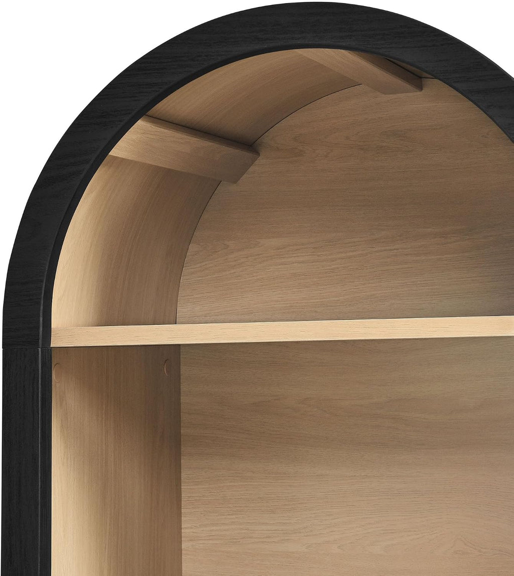 Modway Evie Modern Arched Narrow Bookcase in Black - 71 Inch Open Shelf Display Cabinet - Stylish 5-Tier Bookshelf for Living Room, Dining Room, or Home Office