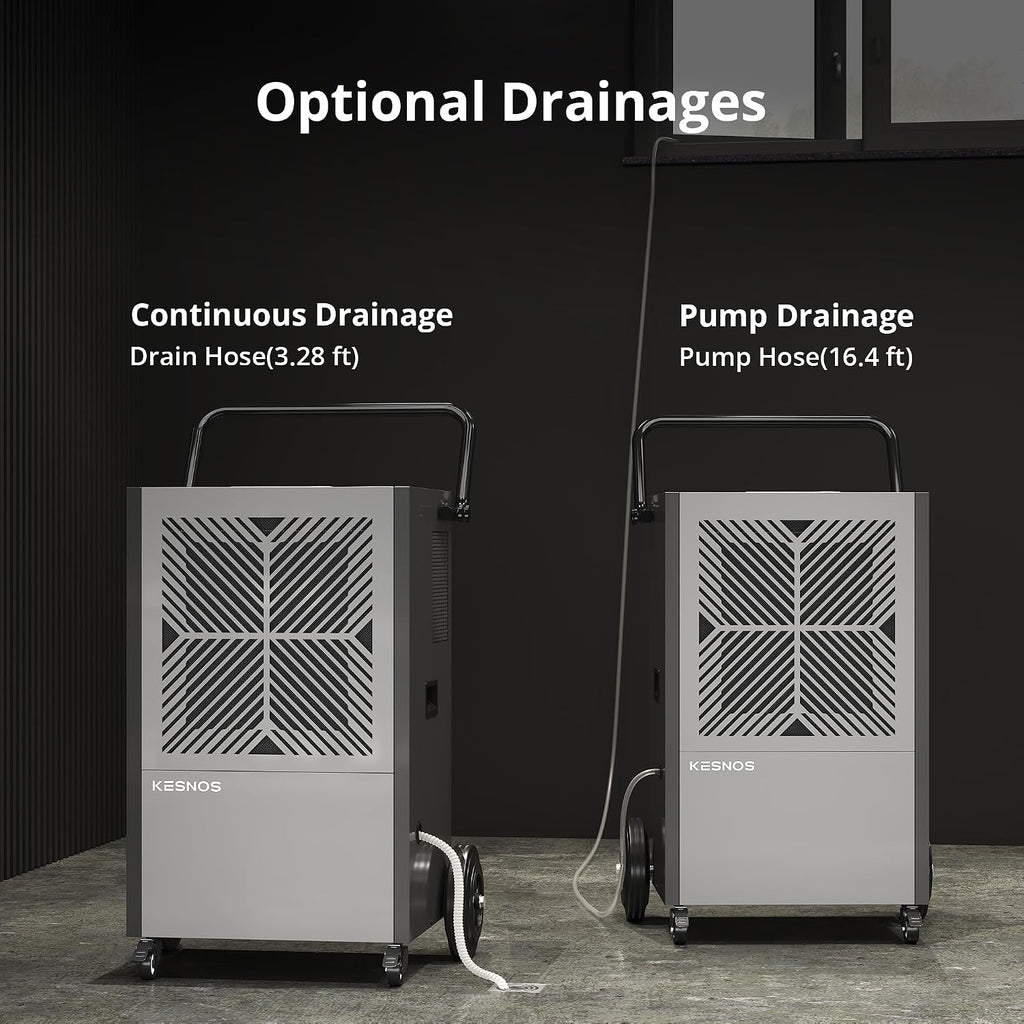 Kesnos 216 Pints Commercial Dehumidifier with Pump – Dehumidifier with Drain Hose and 24 Hr Timer in Large Space Up to 8500 Sq. Ft. – Ideal for Basements, Industrial Spaces and Job Sites