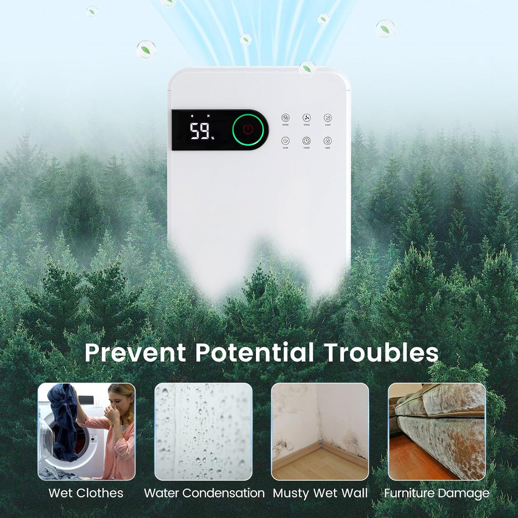 PETSITE 2500 Sq. Ft Dehumidifiers for Home, 32 Pint Dehumidifiers with 3 Modes and 2 Speeds, Auto Defrost, Portable Air Dehumidifier with Child Lock, 24H Timer, Wheels for Bedroom, Basement, Bathroom