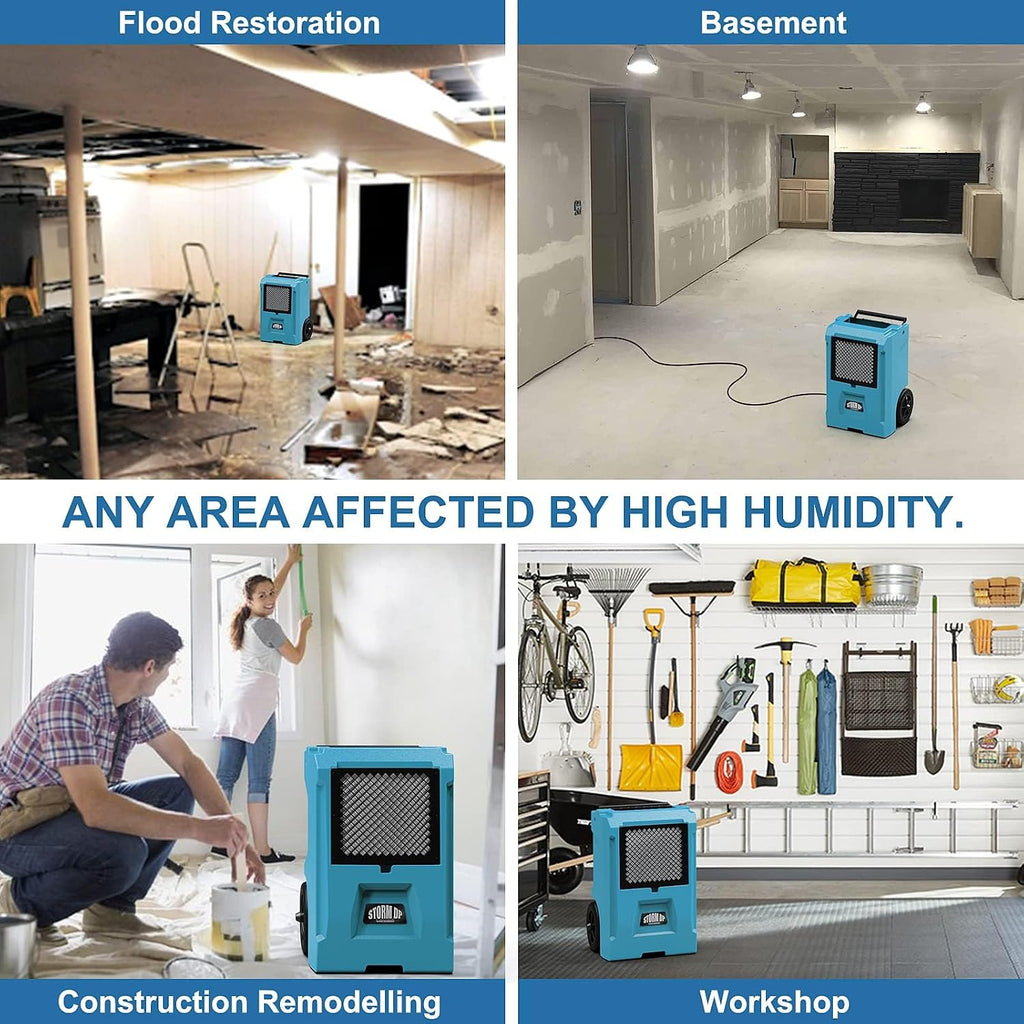 ALORAIR 110 Pints Dehumidifier Commercial Grade Built-in Pump, Includes Drain Hose, Ideal for Large Basements, Industrial or Commercial Spaces and Job Sites, 5 Years Warranty (DP50 Blue)