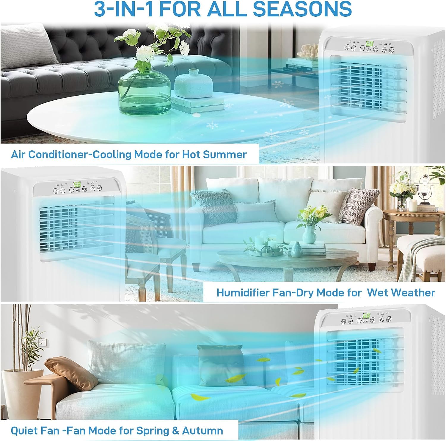 GarveeTech Portable Air Conditioners 10000 BTU for Rooms Up to 450 Sq, Ft, Portable AC with Cooling, Dehumidifier, Fan & Sleep Modes, Stand Up AC Units with Remote Control and Auto Evaporation