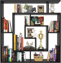 Armocity 5 Tier Display Book Shelf Wall Mounted Bookshelf Freestanding Geometric Bookcase Floating Book Shelves for Wall Bedroom Living Room Home Office, 45.5'(W) * 47'(H), Black