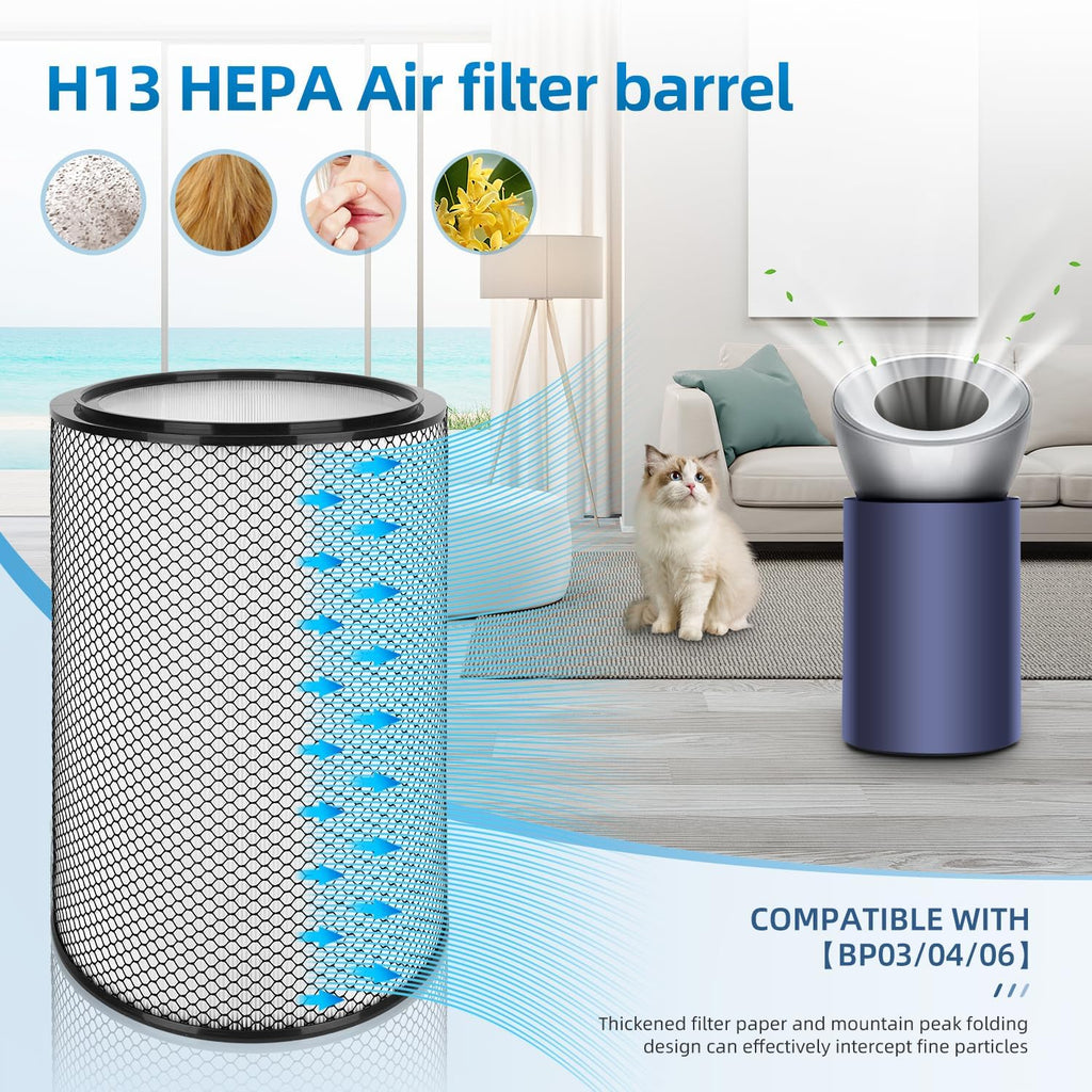 BP03 Filter Replacement Set Compatible with Dyson BP03 BP04 BP06 Purifier Big+Quiet Formaldehyde,H13 HEPA + 2 Activated Carbon Filter (972132-01 & 972133-02)