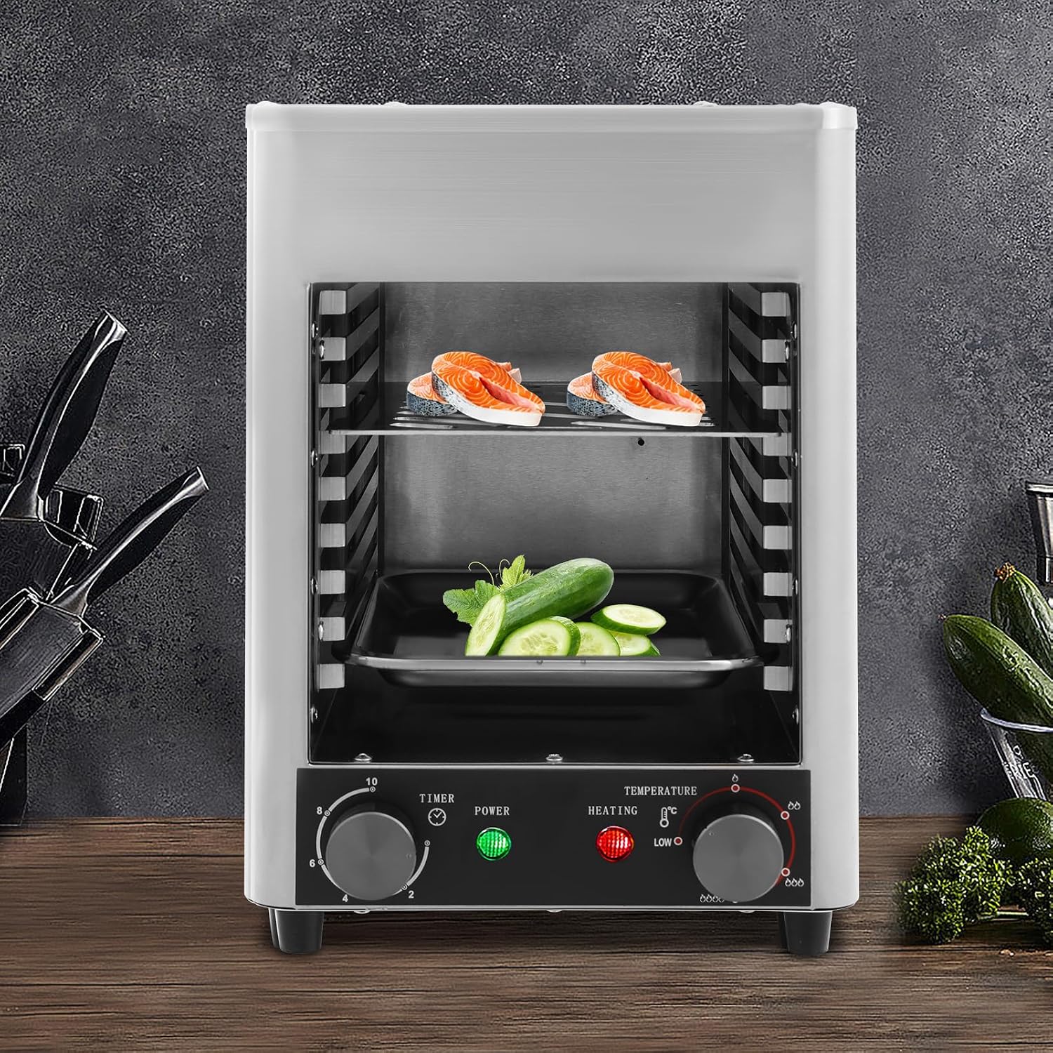 Electric Steak Broiler, 1700W Smokeless Indoor Grill with Tray Temperature Adjustable, Stainless Steel Steak Master Grill for Beef Chicken Fish Vegetables