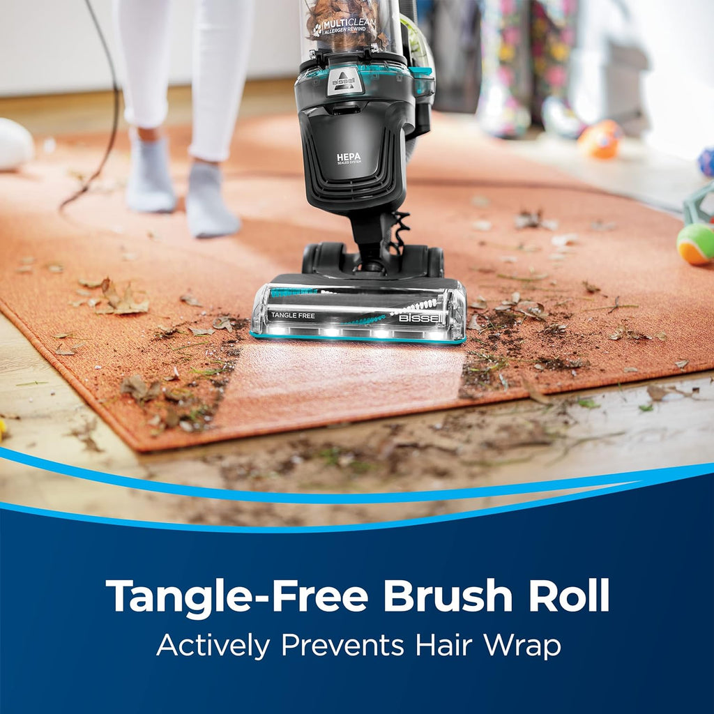 Bissell MultiClean Allergen Rewind Pet Vacuum with HEPA Filter Sealed System, Automatic Cord Rewind, Tangle-Free Brush Roll, & LED Headlights, 3405