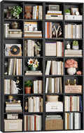 FOTOSOK 71'' Tall Bookshelf Set of 2, 7 Tier Large Black Bookshelf with Adjustable Shelves, Wide Bookcases and Bookshelf, DVD/CD Media Tower Storage, Cube Book Shelf Display Shelf Cabinet, Black