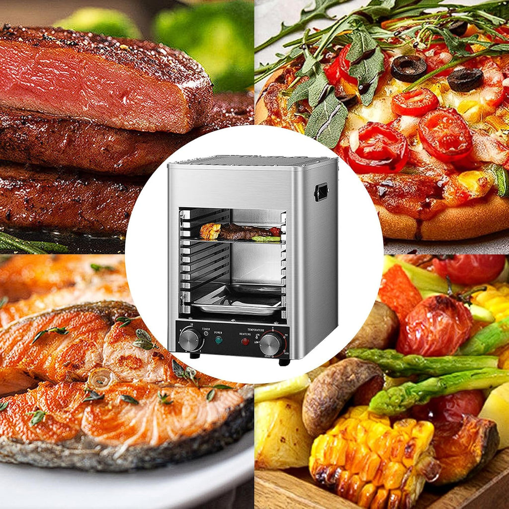 Indoor Countertop Broiler, 1700W 3400W Electric Grill, 800°C Constant Temperature Electric Oven, Adjustable Time Temperature, for Toast, and Broil Chicken, Beef, Pork, and Vegetables,NPJ-003-220V