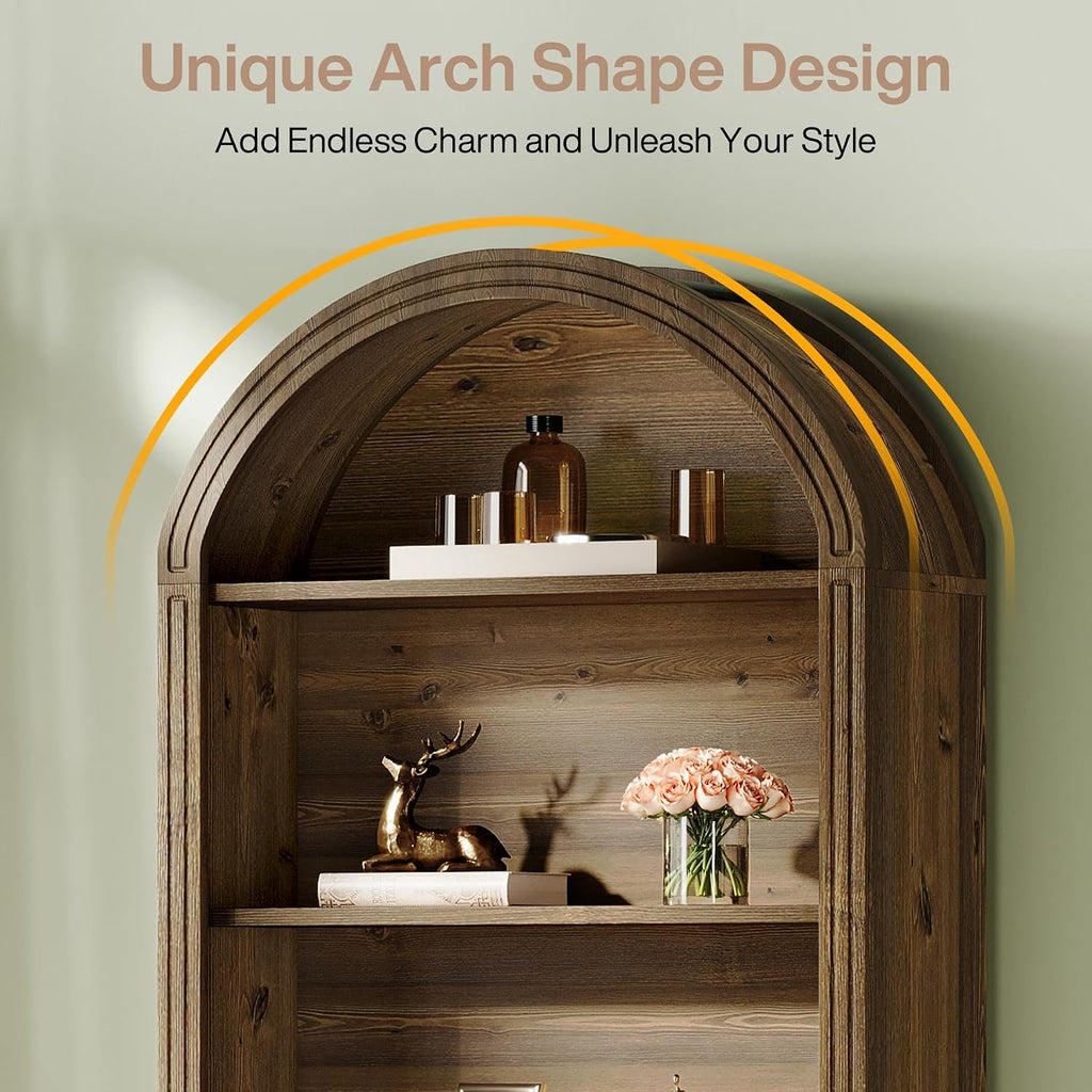 Tribesigns 6-Tier Arched Bookshelf, 77.16' Tall Arched Bookcase Open Display Shelving Unit with Storage Shelves for Living Room, Bedroom, Home Office