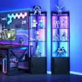 5-Tier Display Cabinet, Set of 2, 65' Tall Corner Shelf Stand with Storage, RGBWIC LED Light, Remote & APP Control, Adjustable Brightness/Color Temp, Floor Lamp Shelves for Living Room