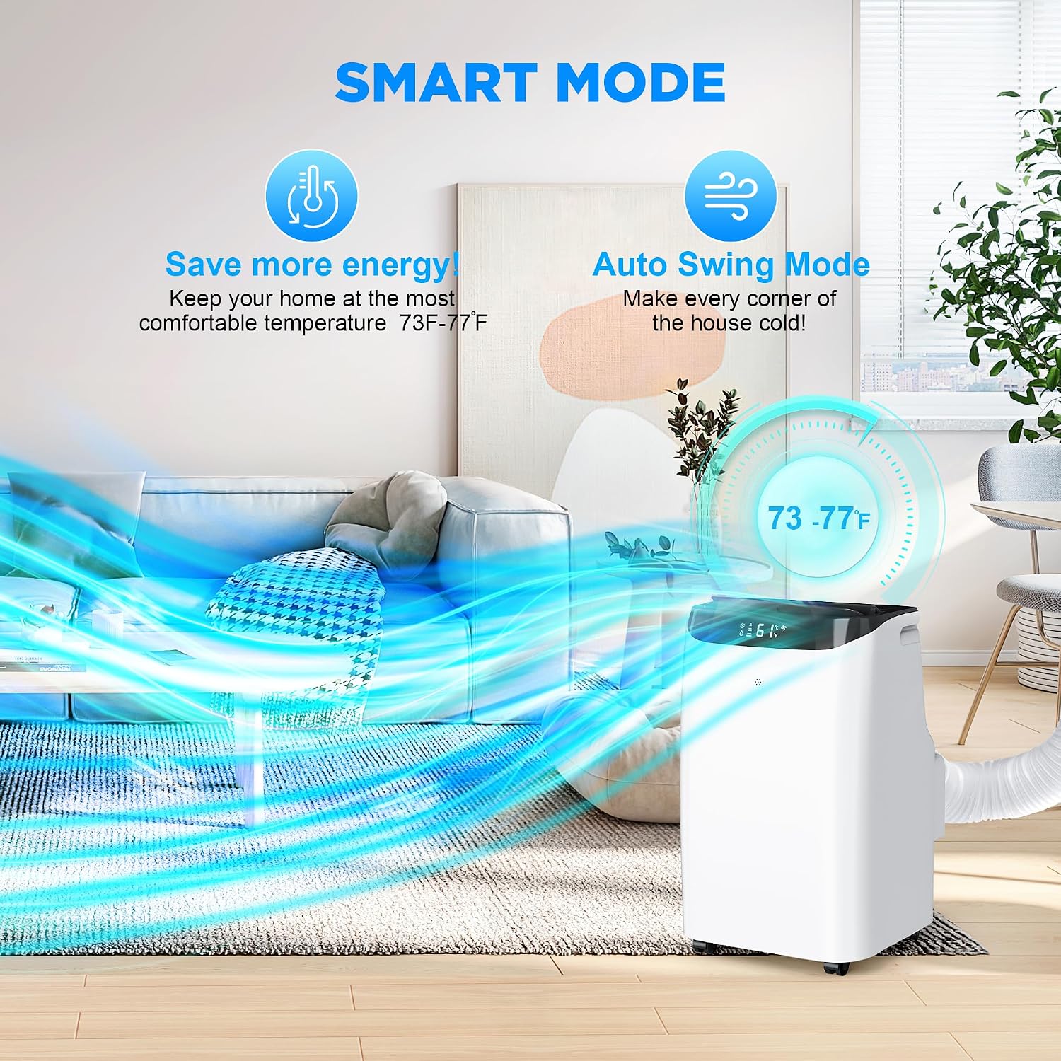 12000 BTU Portable Air Conditioners with Remote Control, 3-in-1 Free Standing Cooling AC Unit with Fan & Dehumidifier, Cools Room up to 500 sq.ft, Smart/Sleep Mode,3 Speed,24H Timer,Window Kit