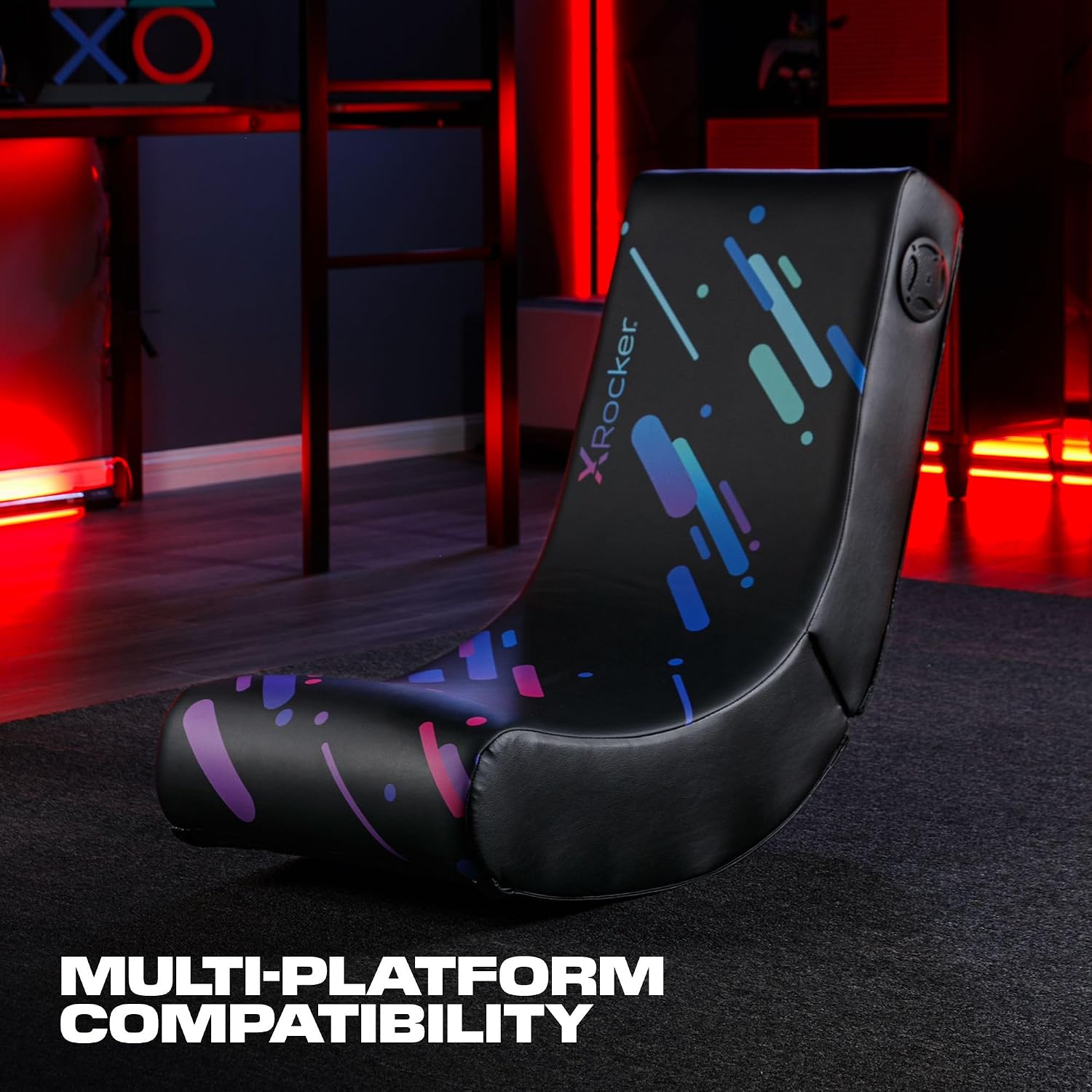 X Rocker Video Gaming Floor Rocker Chair, Built-in Audio, Foldable, for Gamers, Bedroom, or Game Room for Boys, Girls, Teens 5-17, Gifts for Gamers
