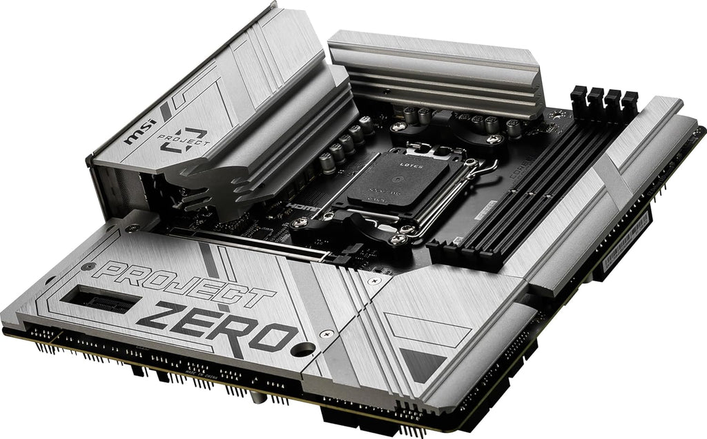 MSI B650M Project Zero Gaming Motherboard (AMD Ryzen 9000/8000/7000 Series Processors, AM5, DDR5, PCIe 4.0, M.2 Slots, SATA 6Gb/s, USB 3.2 Gen 2, HDMI/DP, Wi-Fi 6E, Bluetooth 5.3, 2.5Gbps LAN, mATX)