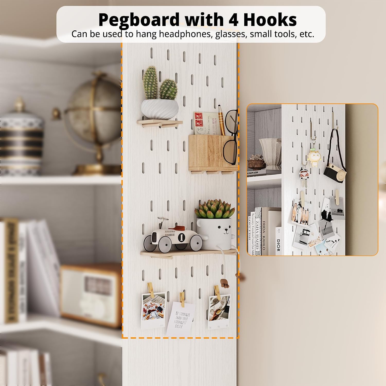 IRONCK Corner Bookshelf with LED Lights, 78.7' Tall Corner Bookshelves with 2 Drawers & Transparent Doors, 7 Tiers L-Shaped Bookcase with Open Shelves and Pegboards for Living Room, Home Office, White