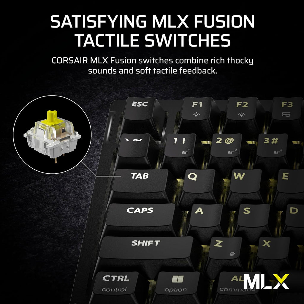 Corsair K65 Plus Wireless 75% RGB Hot-Swappable Mechanical Gaming Keyboard – Pre-Lubricated MLX Fusion Tactile Switches – Dual-Layer Sound Dampening – PBT Keycaps – QWERTY NA – Black
