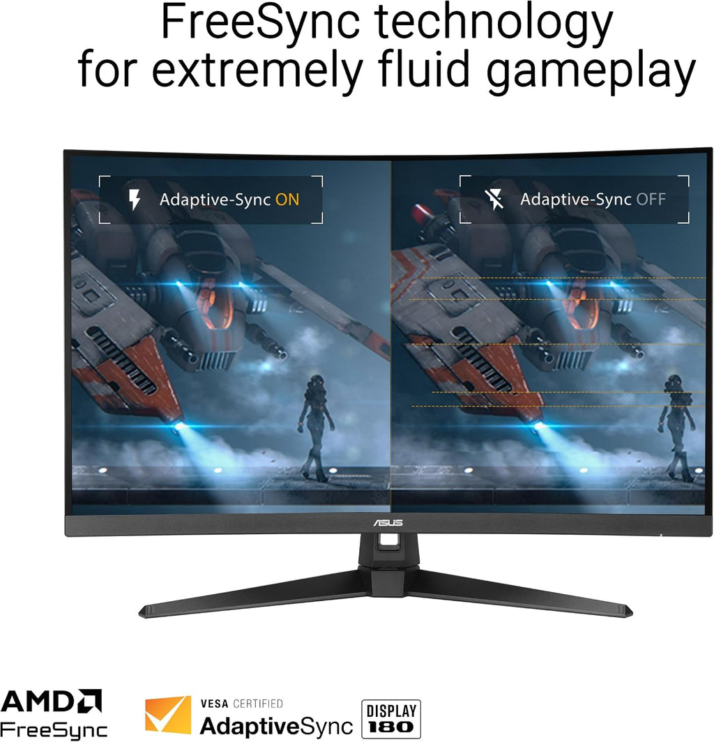 ASUS TUF Gaming 31.5' 1440P Curved HDR Gaming Monitor (VG32WQ3B) – QHD (2560 x 1440), 180Hz, 0.5ms, 1500R, Extreme Low Motion Blur, FreeSync, 90% DCI-P3, Shadow Boost, DisplayWidget, 3 yr Warranty