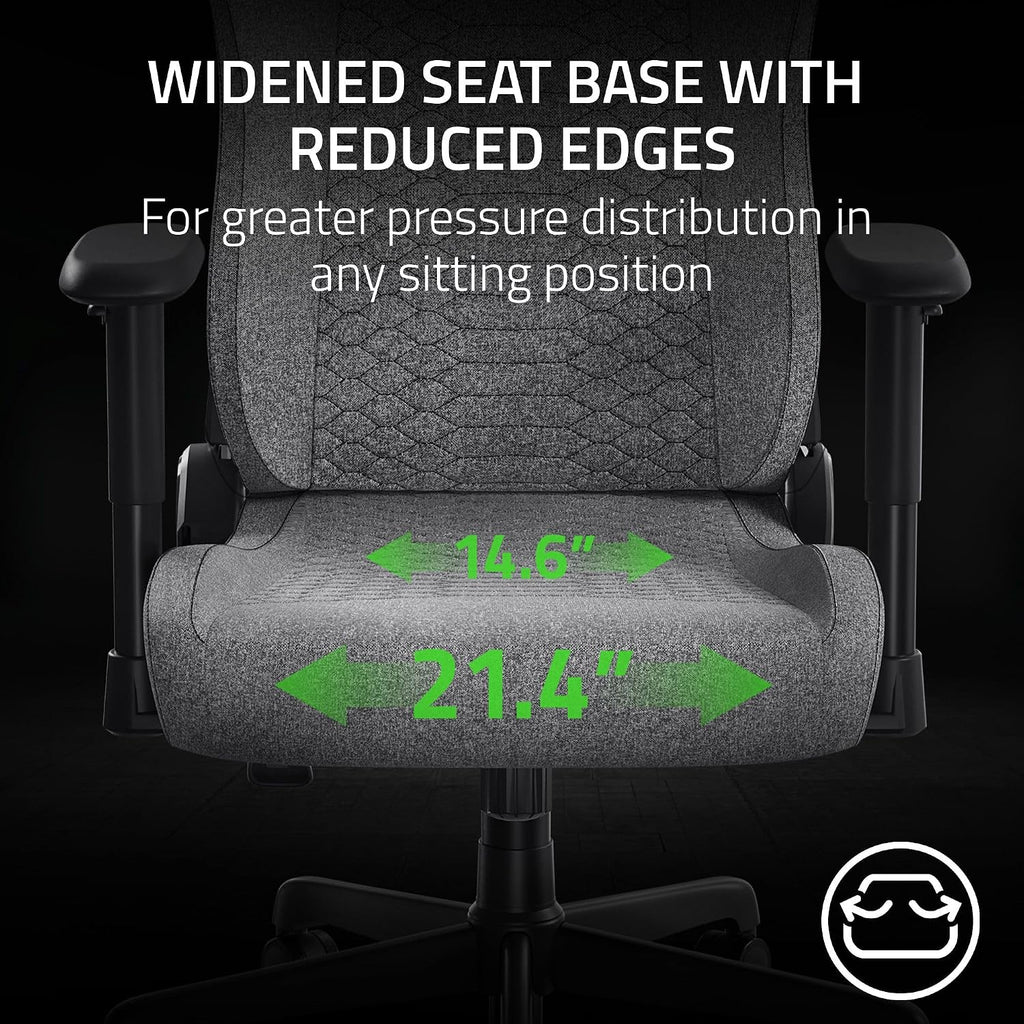 Razer Iskur V2 X Ergonomic Gaming Chair: Built-in Lumbar Support - Widened Seat - High Density Foam Cushions - Adjustable 152 Degree Recline - 2D Armrests - Plush Fabric Finish - Light Gray Edition