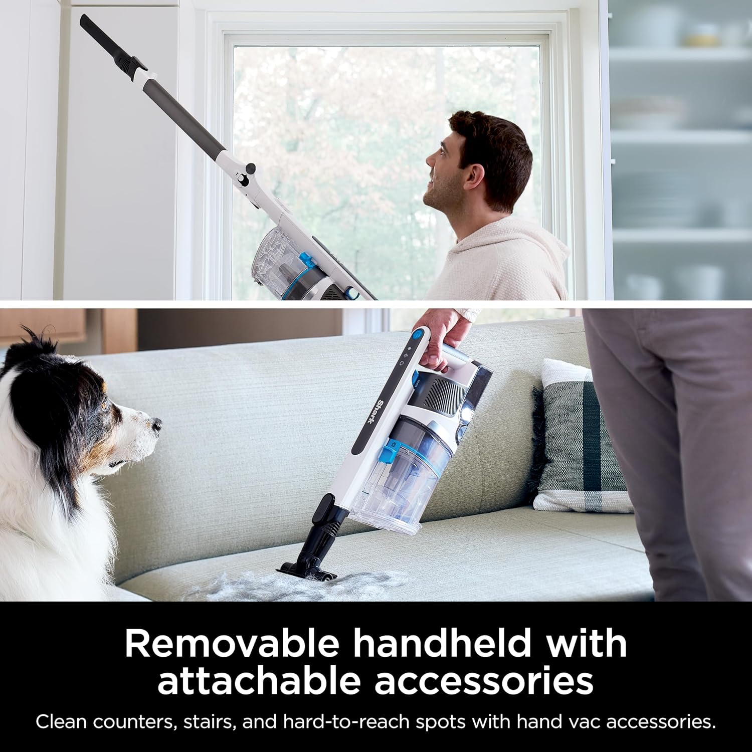 Shark PowerPro Flex Reveal Plus Cordless Vacuum, FloorDetect & Dirt-Reveal Technology, HEPA Filter, for Carpets & Hard Floors, Up to 50-Minute Runtime, Powerful Pet Hair Pickup, Java, IZ382H