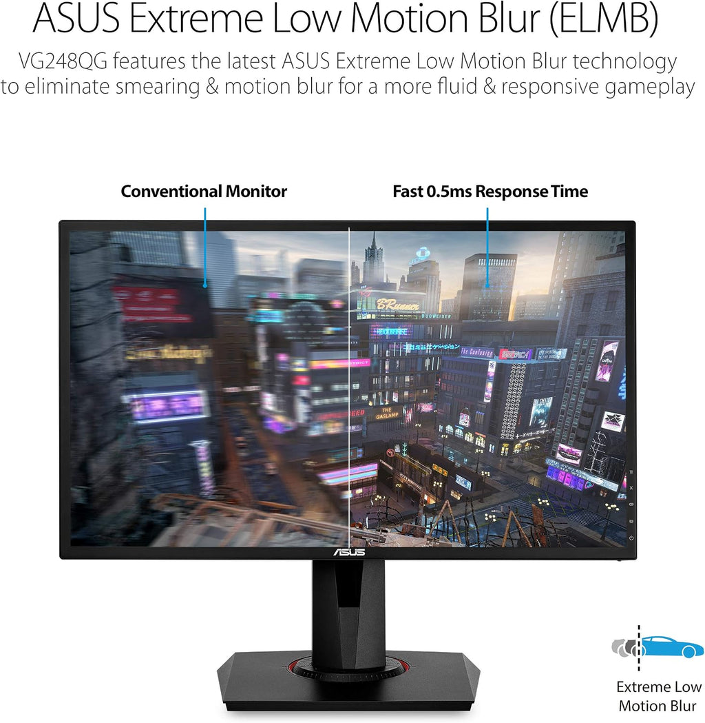 ASUS VG248QG 24' G-Sync Compatible Gaming Monitor 165Hz Full HD 1080p 0.5ms DP HDMI DVI Eye Care