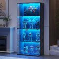 Display Cabinet with Glass Door,Lighted 4-Tier Curio Cabinet with3 Color Lights for Collectibles Bookcases,66' Lockable Display Case with Human Body Sensor,Black