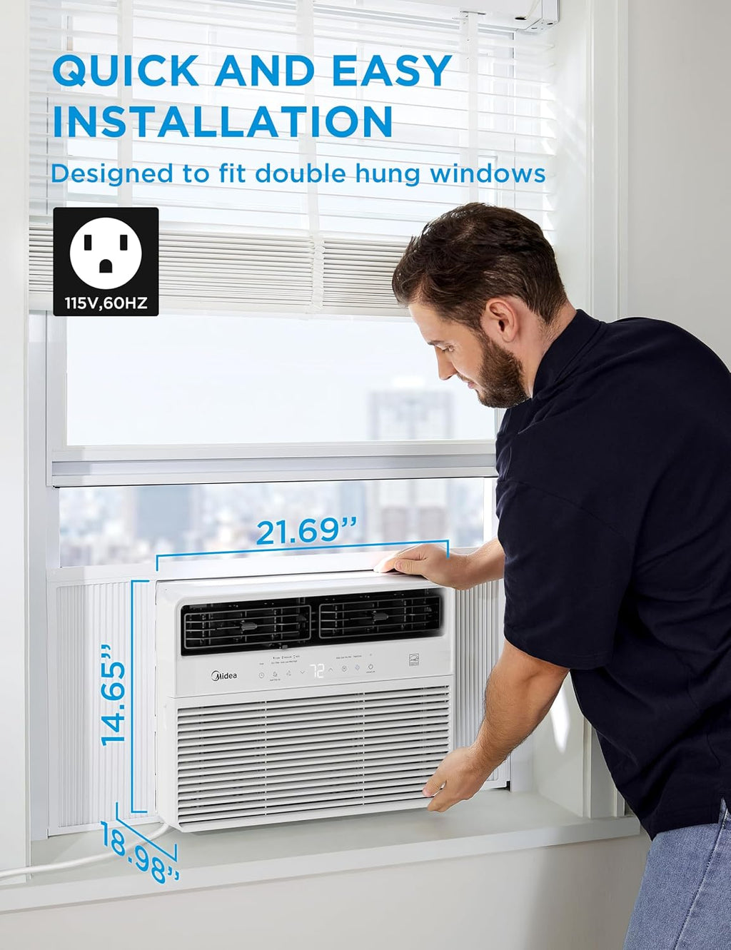 Midea 14,000 BTU Smart Inverter Window Air Conditioner with APP, Alexa Control, 115V AC Unit Cools up to 700 Sq. Ft, Quiet Operation, Energy Saving, Remote & Easy Installation Kit, White