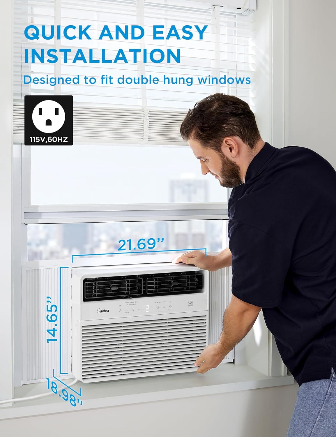 Midea 14,000 BTU Smart Inverter Window Air Conditioner with APP, Alexa Control, 115V AC Unit Cools up to 700 Sq. Ft, Quiet Operation, Energy Saving, Remote & Easy Installation Kit, White