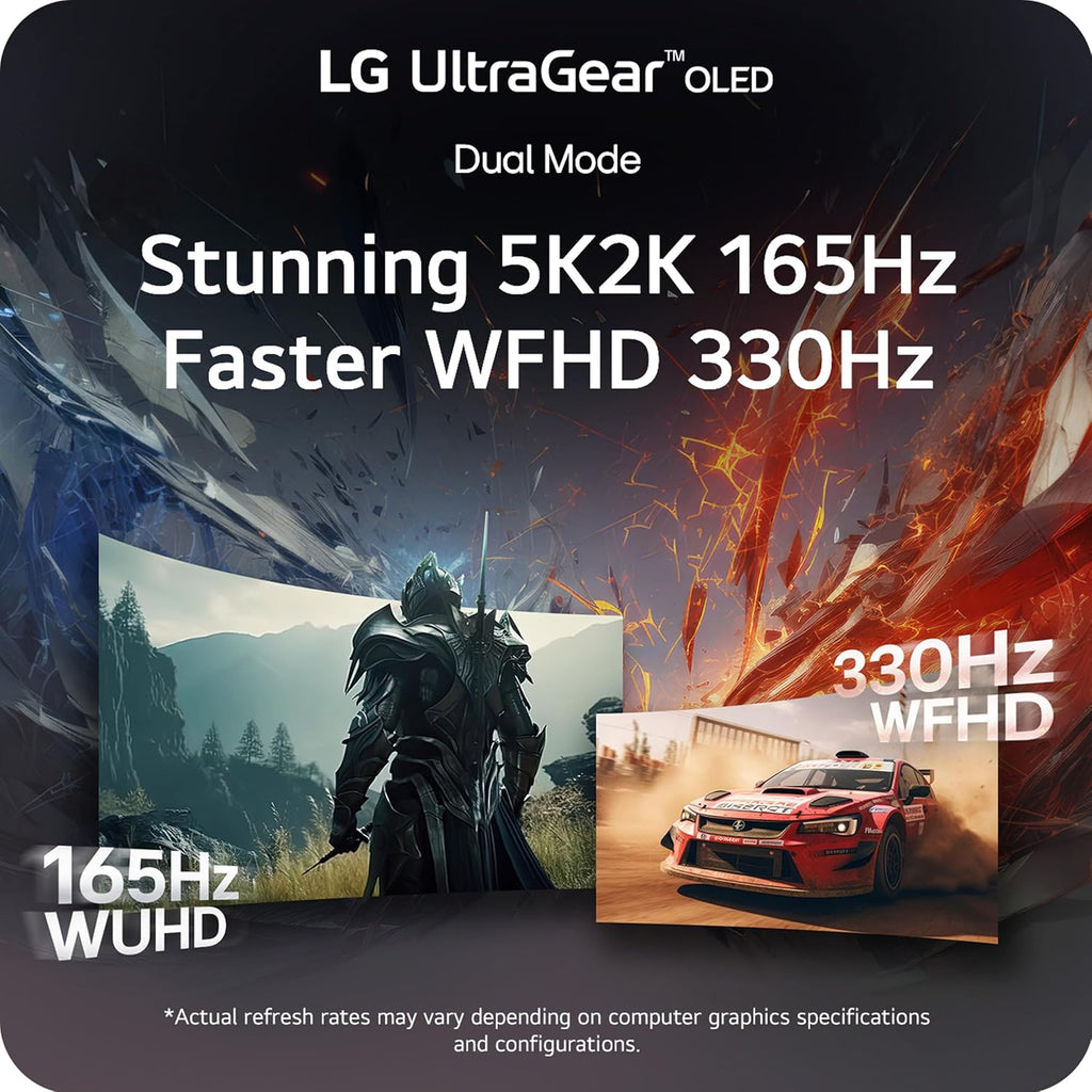 LG 45GX950A-B 45-inch Ultragear 5K2K WUHD (5120 x 2160) OLED Curved Gaming Monitor, Dual-Mode, 165Hz, 0.03ms, NVIDIA G-Sync, AMD FreeSync Premium Pro, HDR True Black 400, USB Type-C 90W, DP2.1