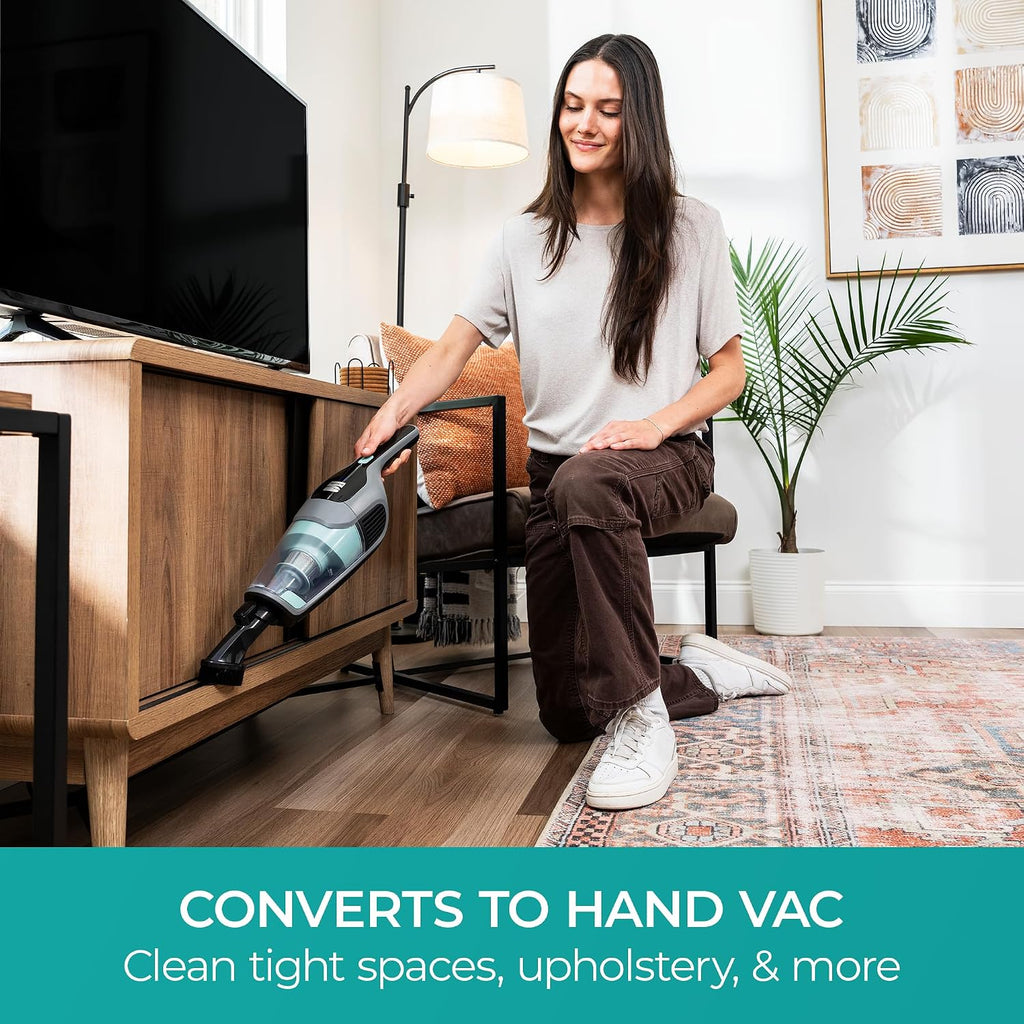 Kenmore 200 Series DS2010 Cordless Stick Vacuum Lightweight Cleaner 2-Speed Power Suction LED Headlight 2-in-1 Handheld for Hardwood Floor, Carpet & Pet Hair
