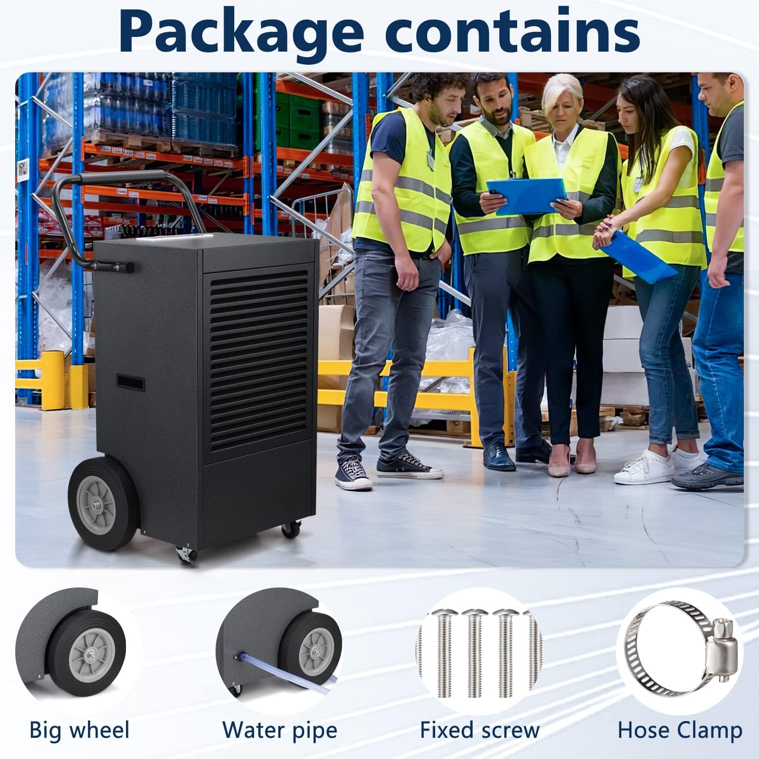ZAFRO Commercial Dehumidifier, 190 Pints/Day Dehumidifier with Drain Hose for Crawl Spaces/Basements/Large Room, Auto Drainage, 2 Operation Modes, Memory Starting and 24 hr Timer, Black