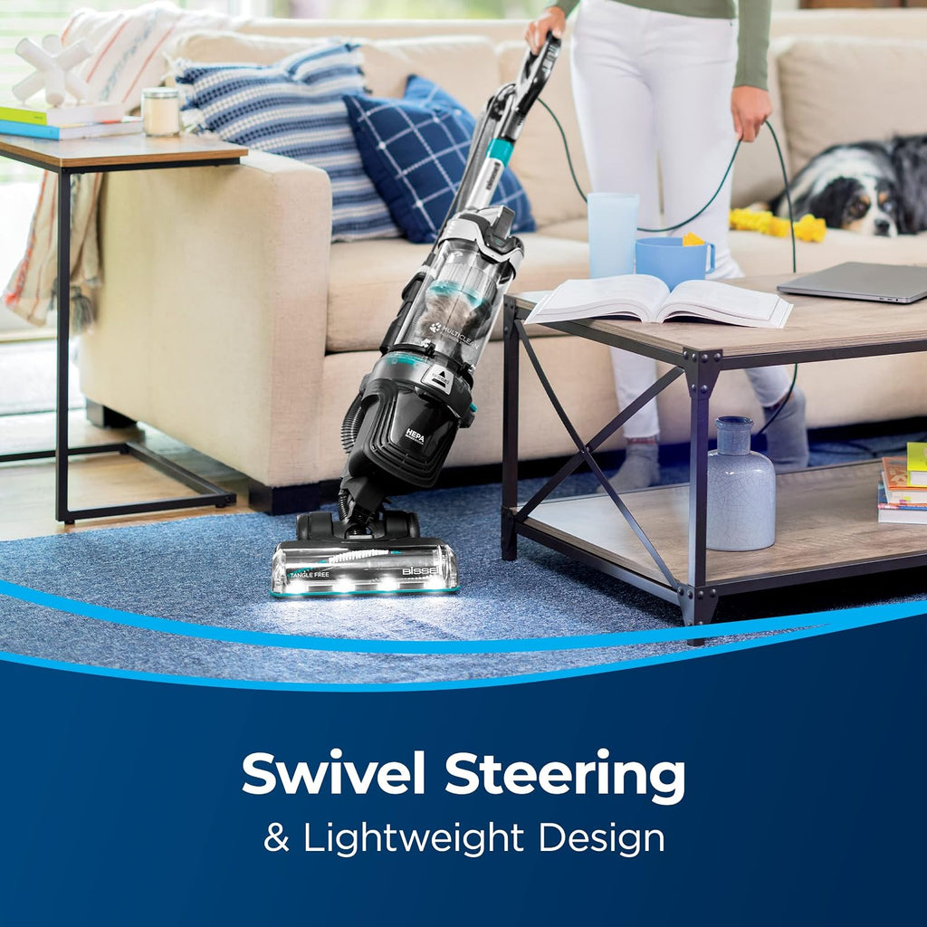 Bissell MultiClean Allergen Rewind Pet Vacuum with HEPA Filter Sealed System, Automatic Cord Rewind, Tangle-Free Brush Roll, & LED Headlights, 3405