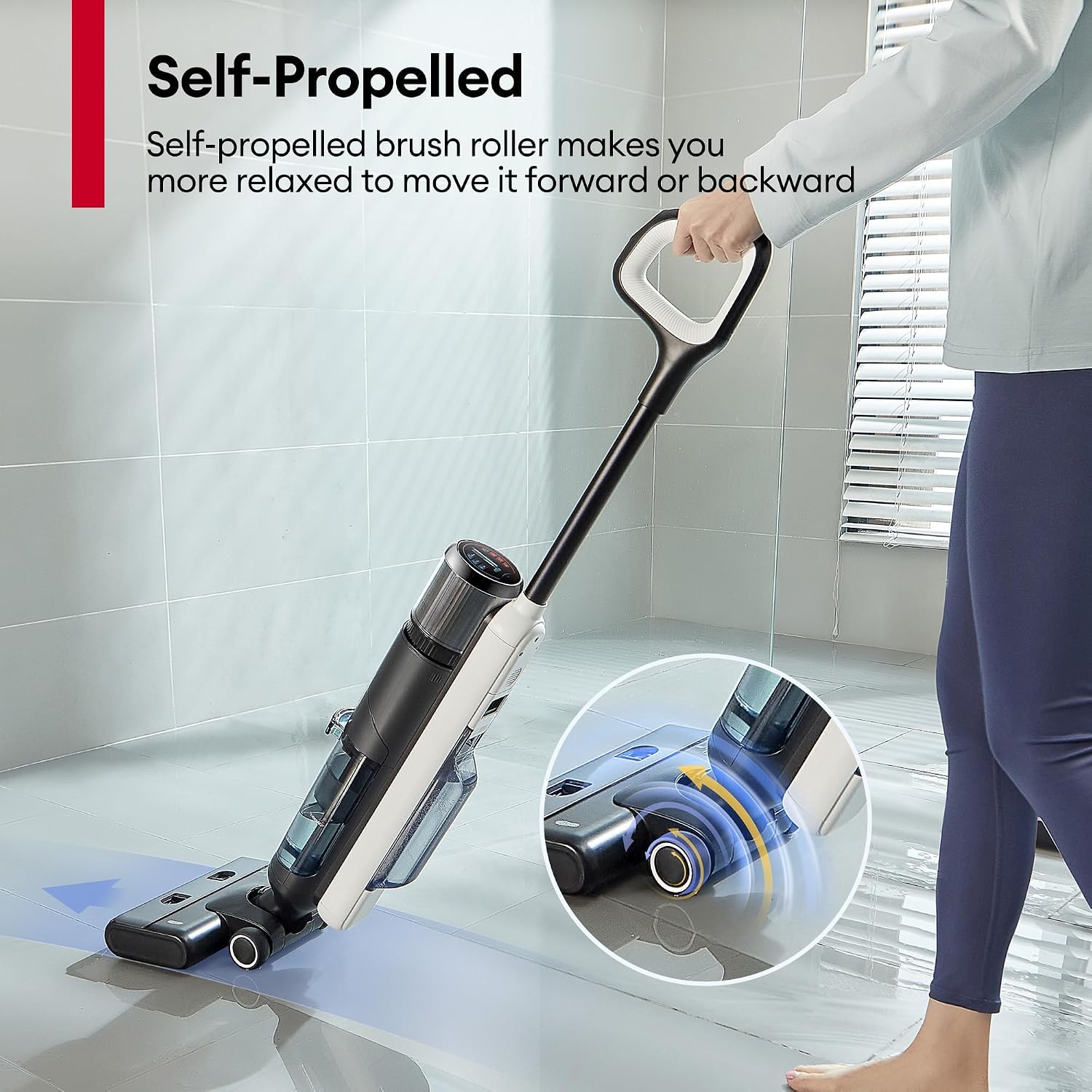 Ultenic Wet Dry Vacuum Cleaner, Cordless Vacuum Mop Combo with Self-Cleaning, 50min Runtime, Smart Mess Detection, Edge Cleaning, LED Display, 3-in-1 Floor Cleaner Machine for Hard Floor, Black＆White