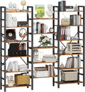IRONCK Bookshelves 6 Tiers Triple Wide Industrial Bookshelf, Large Etagere Bookshelf Open Display Shelves with Metal Frame for Living Room Bedroom Home Office
