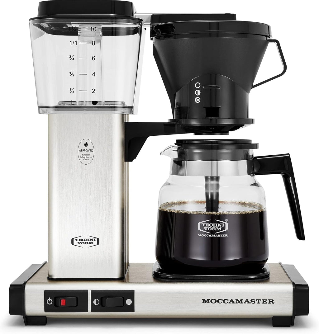 Technivorm Moccamaster 49520 KM5 Burr Coffee c, Polished Silver & Technivorm 59691 KB Coffee Brewer, 40 oz, Brushed silver, 6.5'D x 12.75'W x 14'H