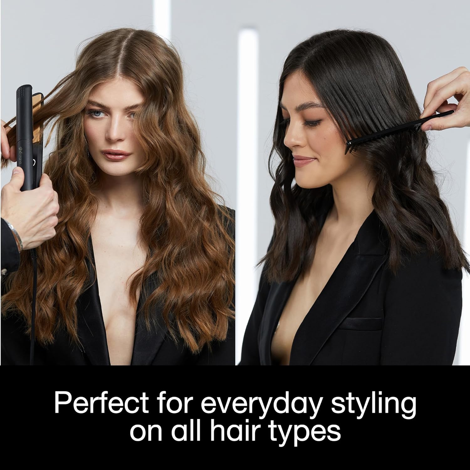 ghd Original Styler - 1' Flat Iron Hair Straightener with Ceramic Heat Technology, 365ºF Safe Styling Temperature, Smooth Gloss Plates, Fast Heat-Up and Auto Sleep Mode - Black
