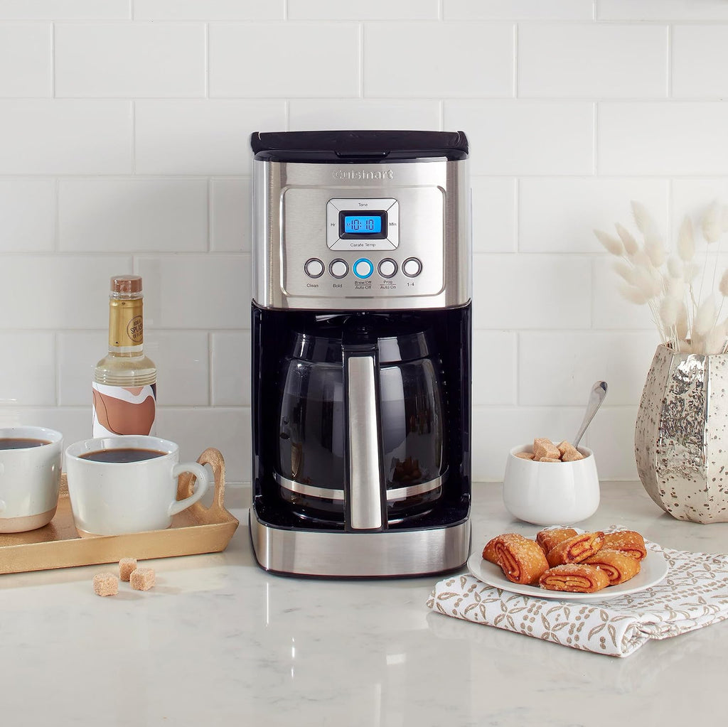 Cuisinart Coffee Maker, 14-Cup Glass Carafe, Fully Automatic for Brew Strength Control & 1-4 Cup Setting, Stainless Steel, DCC-3200P1 & DCG-12BC Grind Central Coffee Grinder, Blade, Silver