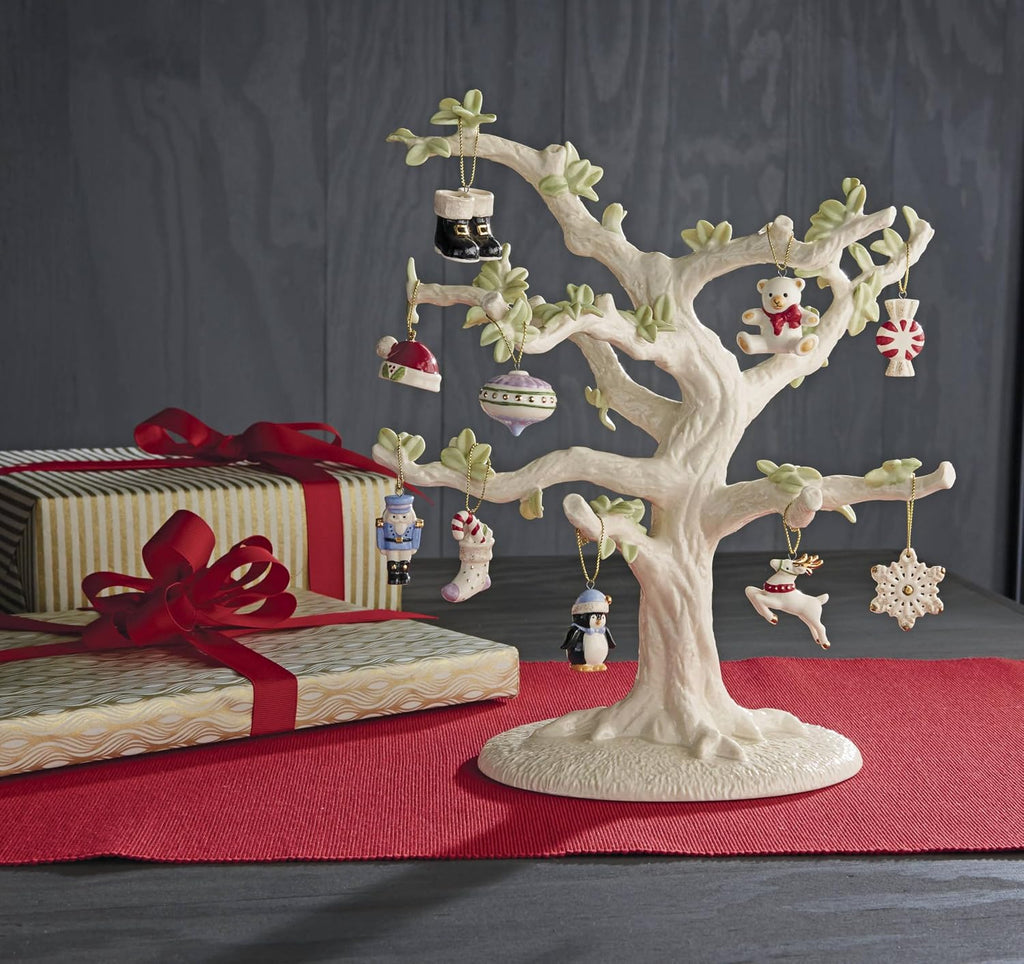 Lenox 868996 Christmas Memories 10-Piece Ornament & Tree Set, Display Stand